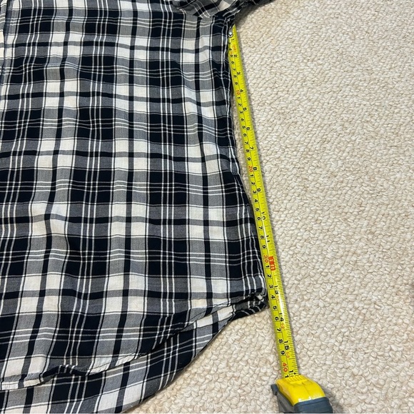 LAUREN RALPH LAUREN LRLPlaid Button Down Shirt Black White Bell Sleeve Large - Picture 12 of 12